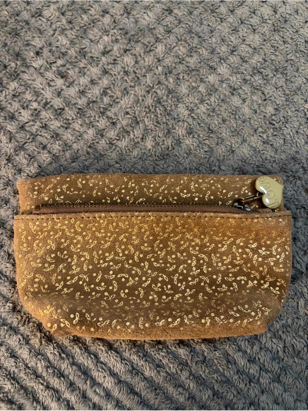 GAP Brown Suede Cosmetic Pouch with Gold Fleck